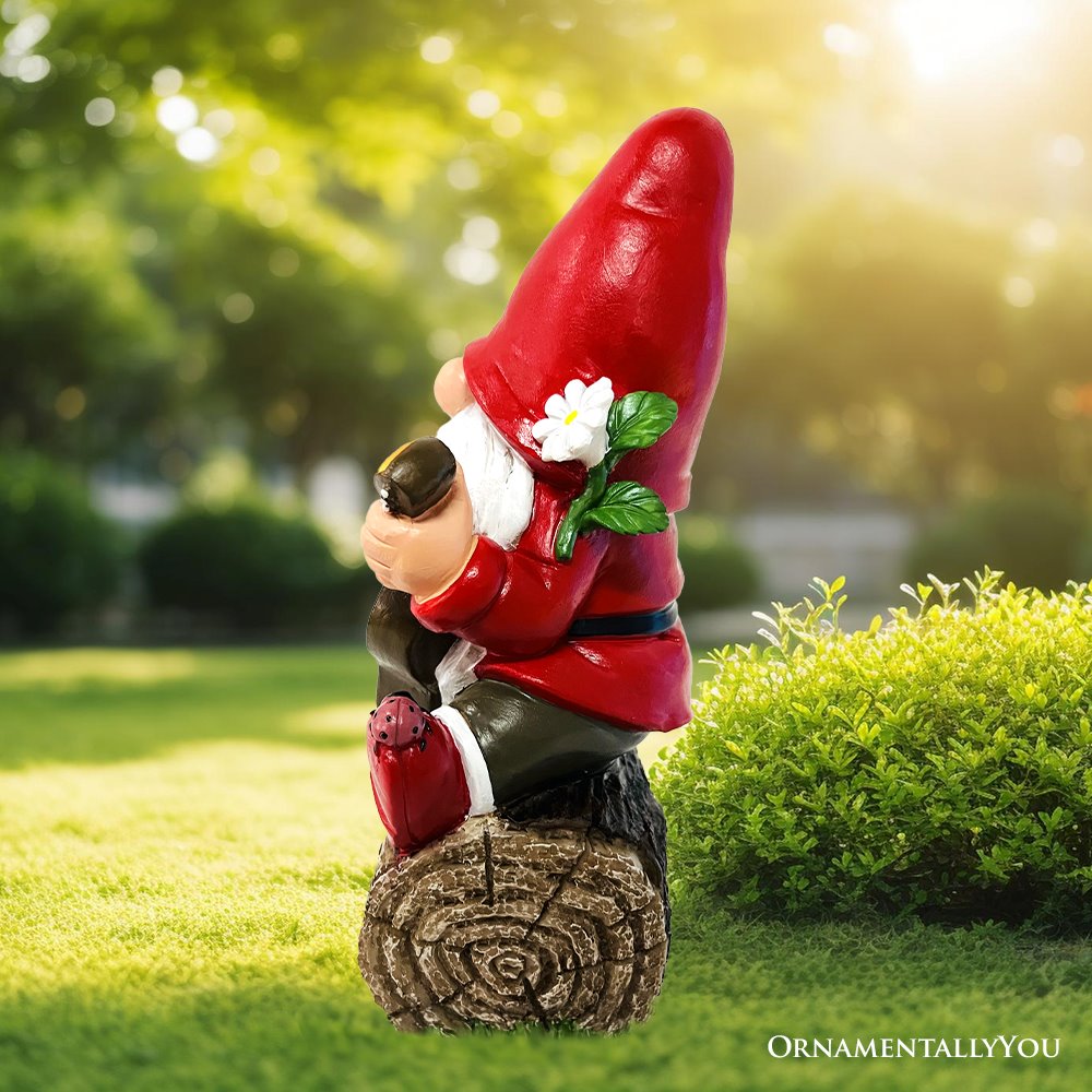 (Pre-Order) Hippy Gnome with Guitar Garden Statue, Unique Flowers and Peace Sign
