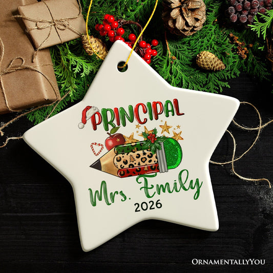 Holiday Pencil Art Personalized School Principal Christmas Ornament