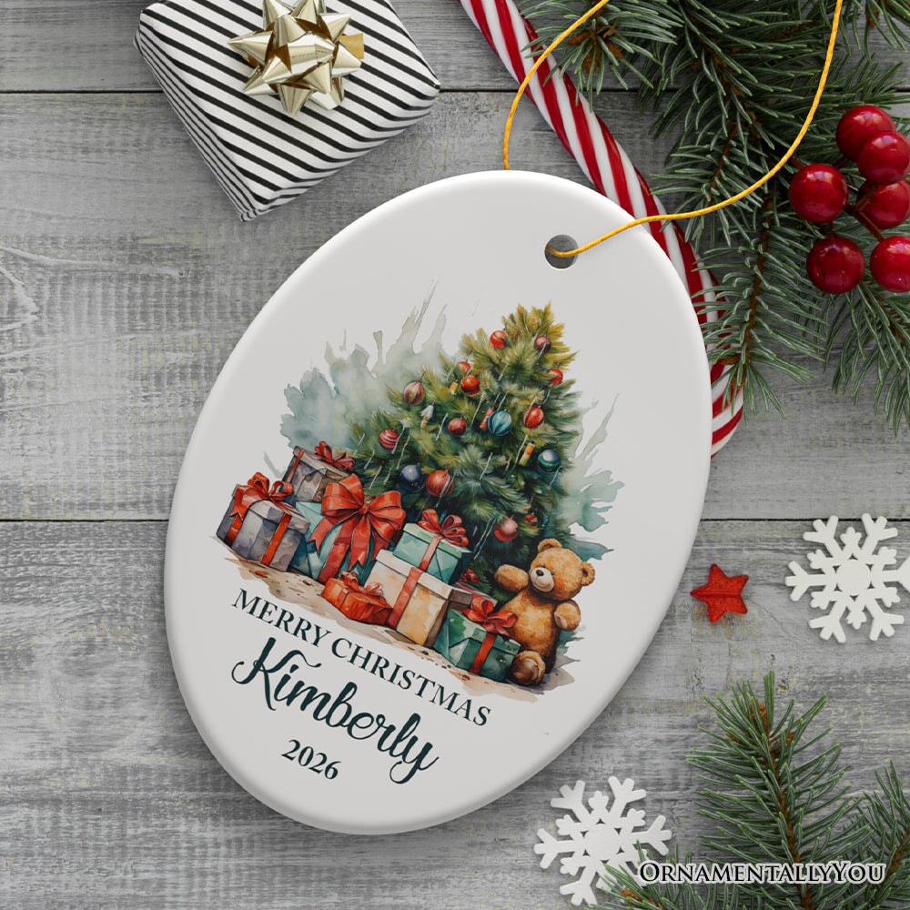Joyous Christmas Tree Personalized Ornament, Cute Gift With Custom Name