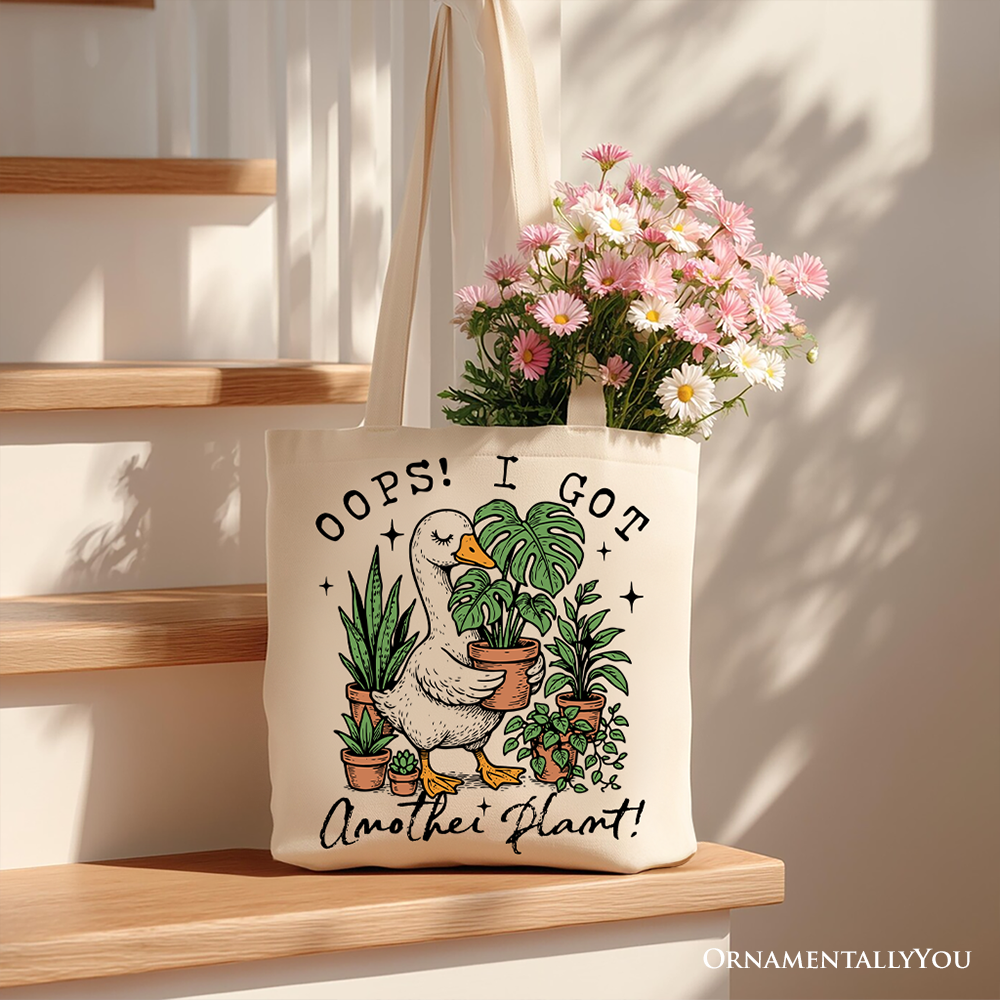 Oops I Got Another Plant Goose Canvas Tote Bag, Sarcastic Gardening Humor Gift
