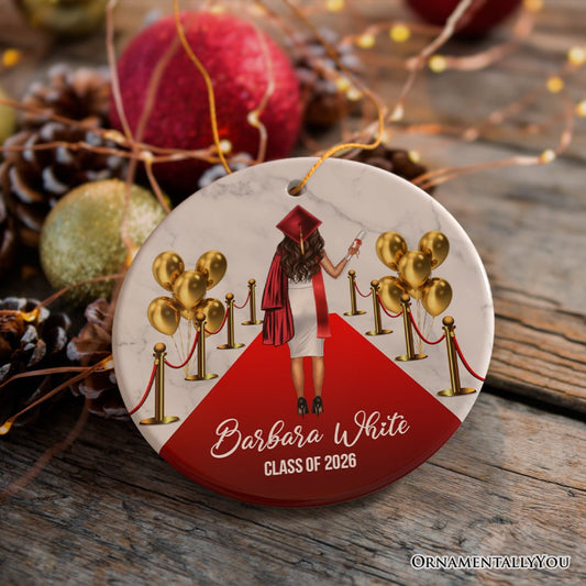 Personalized Female Graduation Ceremony Ornament, School Grad Teenage or Adult Girls Gift
