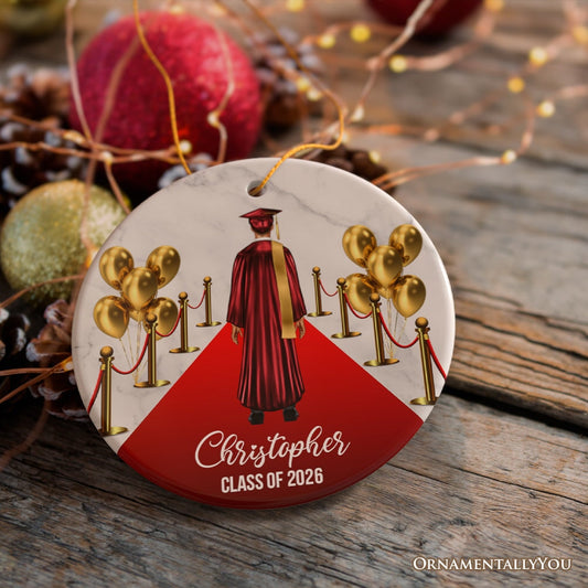 Personalized Male Graduation Ceremony Ornament, School Grad Teenage or Adult Boys Gift