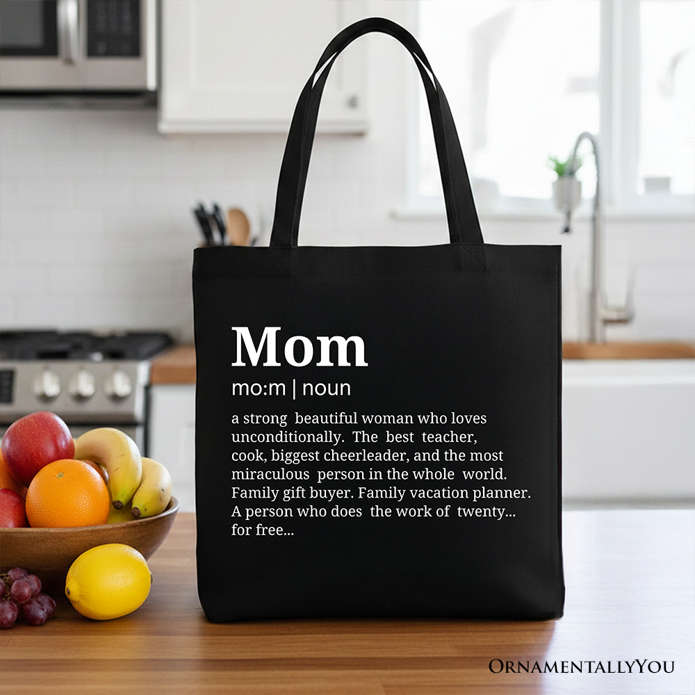 Personalized Mom Definition Canvas Tote Bag, Funny Mothers Day Gift Shopper