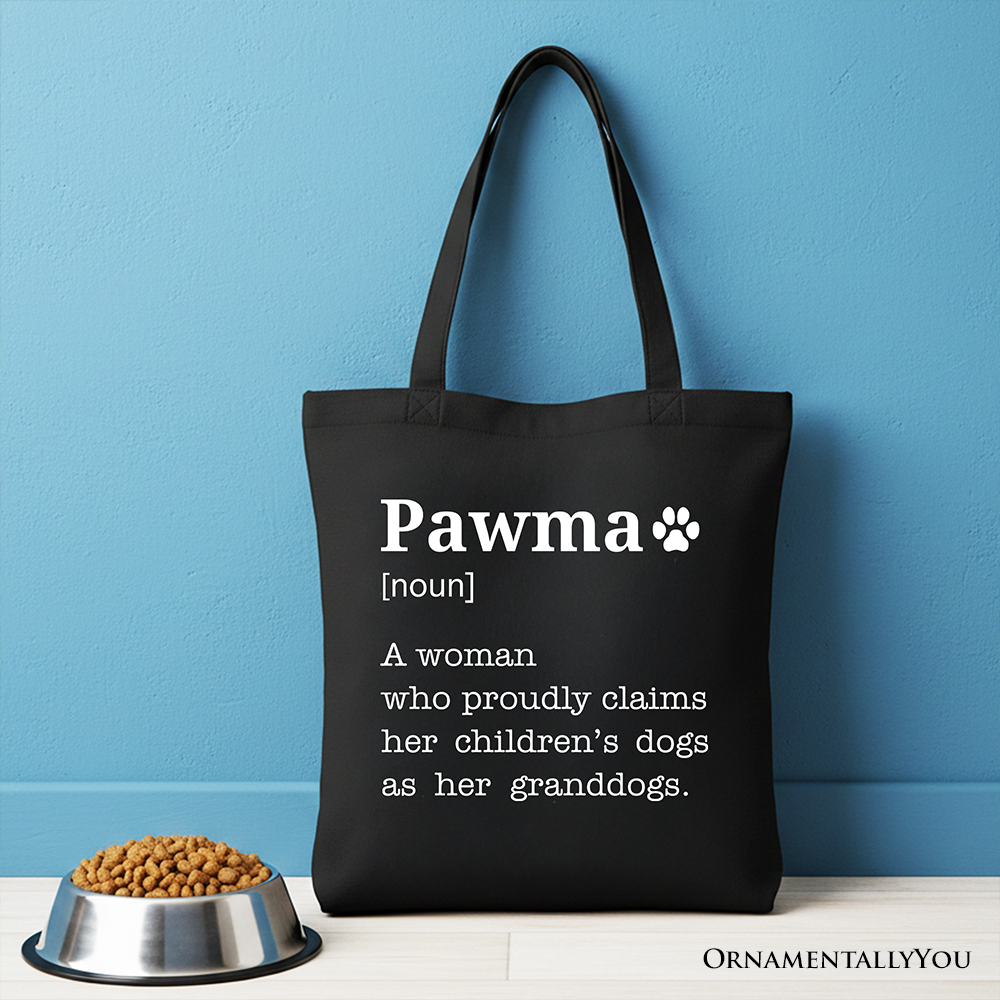 Personalized Pawma Definition Canvas Tote Bag, Funny Dog Lovers Mom Gift Shopper
