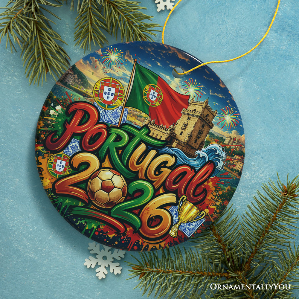 Portugal 2026 Soccer Cup Global Championship Ornament, Fans Football Gift and Tree Decor