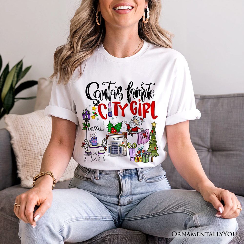 Santa's Favorite City Girl T-Shirt, Merry Christmas Shopping Tee