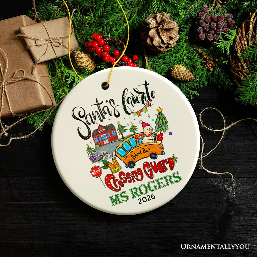 Santa’s Favorite Crossing Guard Personalized Christmas Ornament, School Crossing Patrol Officer Appreciation Gift