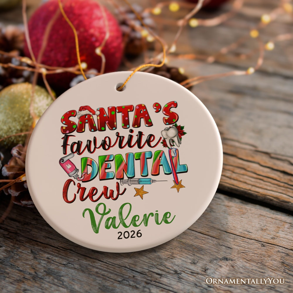 Santa’s Favorite Dental Crew Personalized Christmas Ornament, Custom Dentist Office Staff Gift