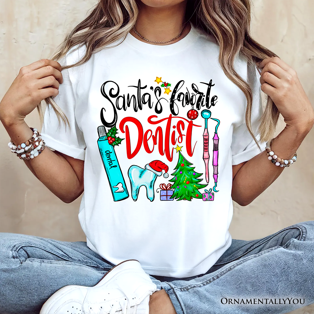 Santa’s Favorite Dentist T-Shirt, Jolly Holiday Tee