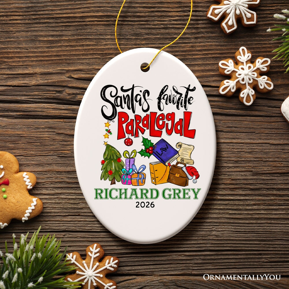 Santa's Favorite Paralegal Custom Christmas Appreciation Ornament, Personalized Legal Support Gift