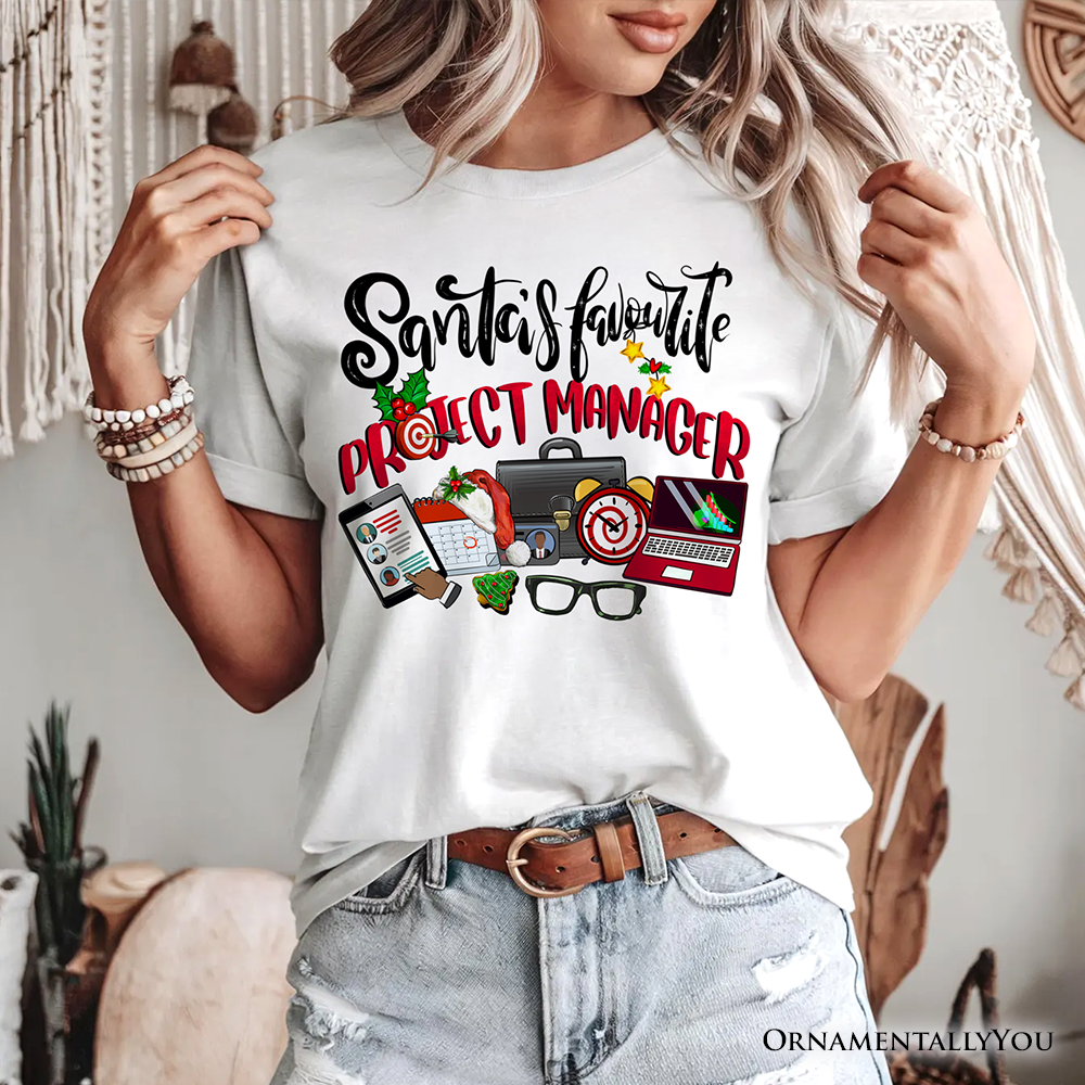 Santa’s Favorite Project Manager T-Shirt, Festive Office Holiday Tee