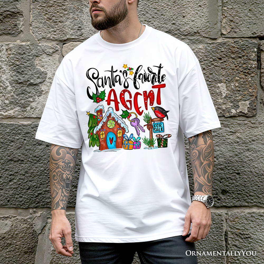 Santa’s Favorite Real Estate Agent T-Shirt, Festive Holiday Christmas Tee