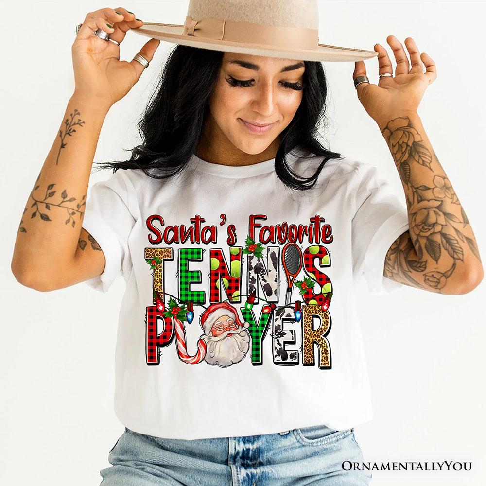 Santa’s Favorite Tennis Player Christmas T-Shirt, Sports Team Holiday Tee