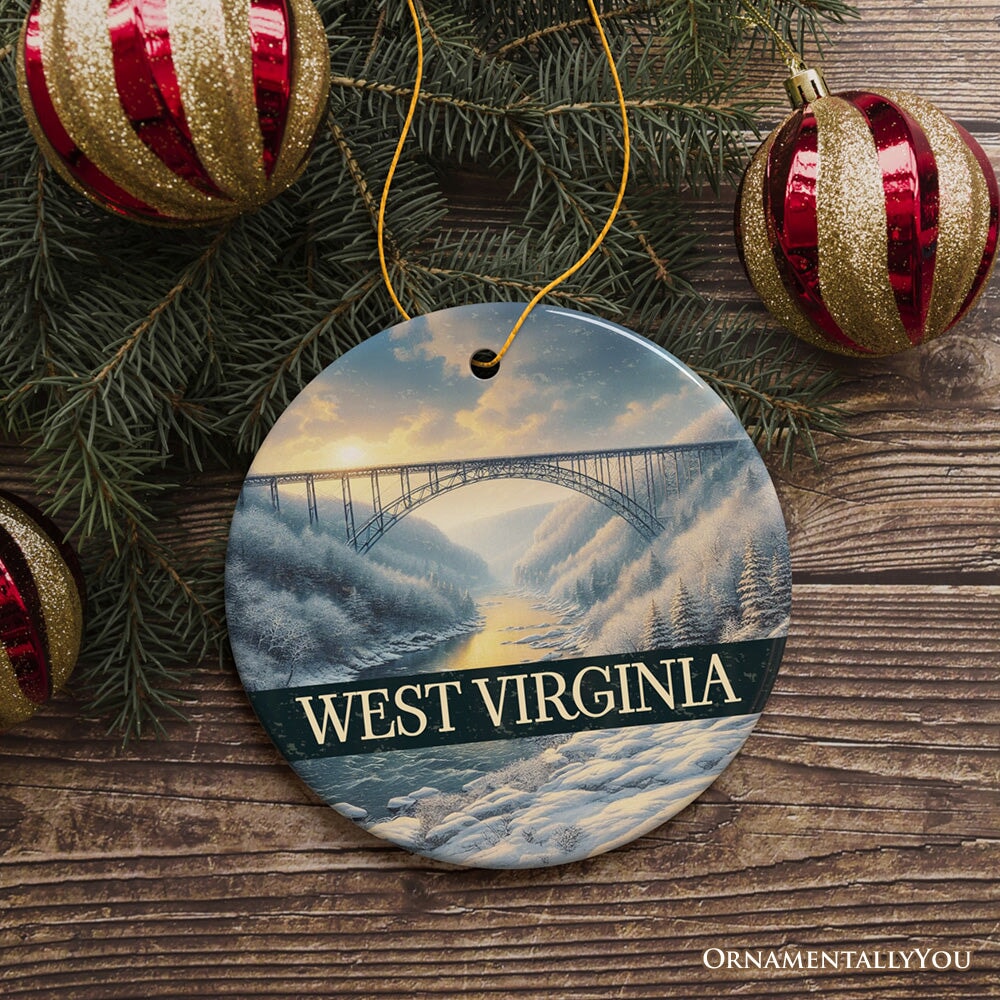 Scenic West Virginia New River Gorge Bridge Christmas Ornament, Landscape Appalachian State Gift and Souvenir