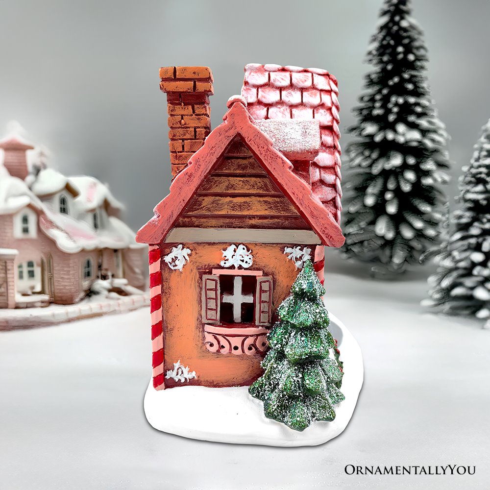Sparkling Pink Winter Magic LED Gingerbread Home Figurine, 7" Lighted Christmas Decoration Decor