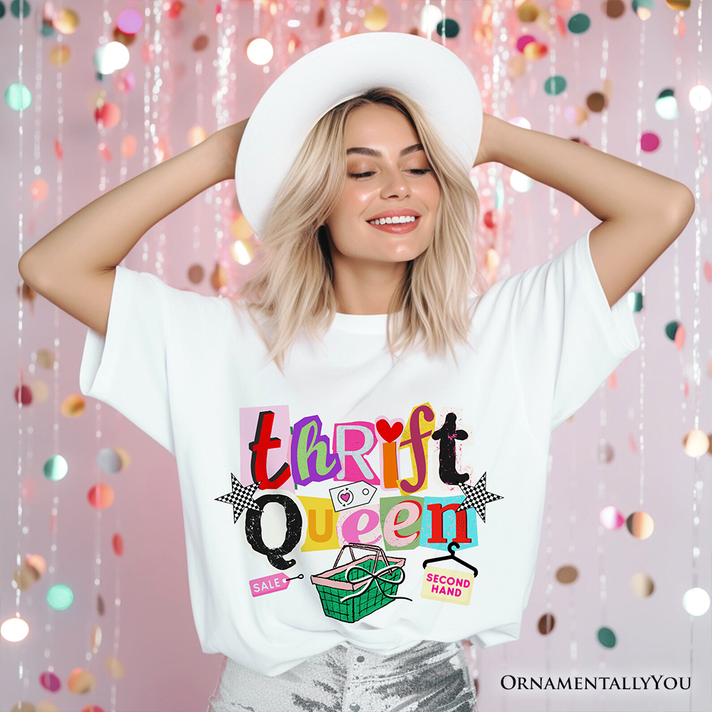 Thrift Queen T-Shirt, Colorful Second Hand Shopping Tee