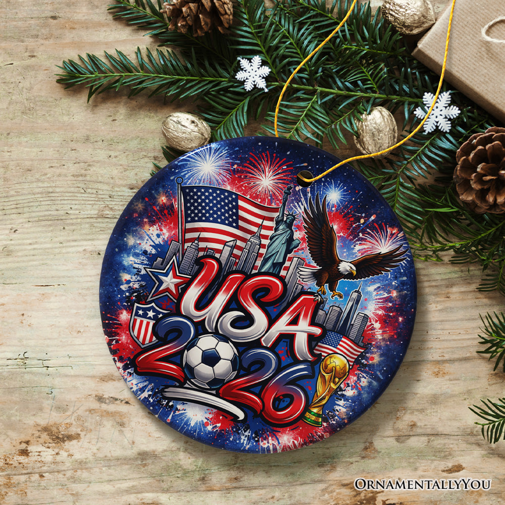 USA 2026 Soccer Cup Global Championship Ornament, Fans Football Gift and Tree Decor