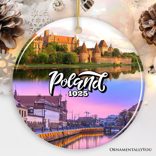 Vibrant Poland Cultural Heritage Ornament, Eastern European Landmarks Christmas Gift and Warsaw Souvenir