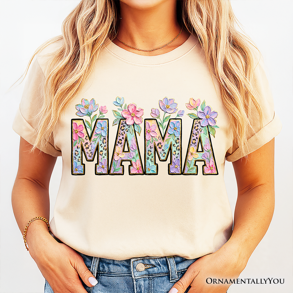 Wildflower Mama Floral Printed Faux Oil Paint T-Shirt, Mother's Day Tee