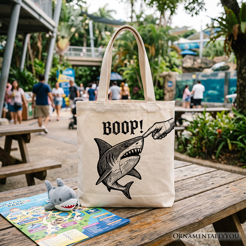Boop Shark Tote Bag, Funny Ocean Gift Shopper Animal Gift Shopper