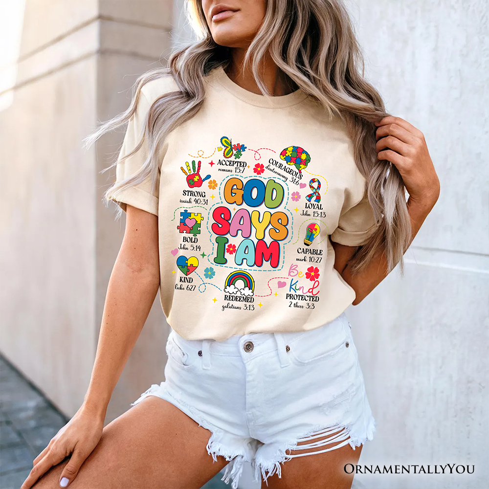 God Says I Am Christian Autism T-Shirt, Motivational Awareness Tee