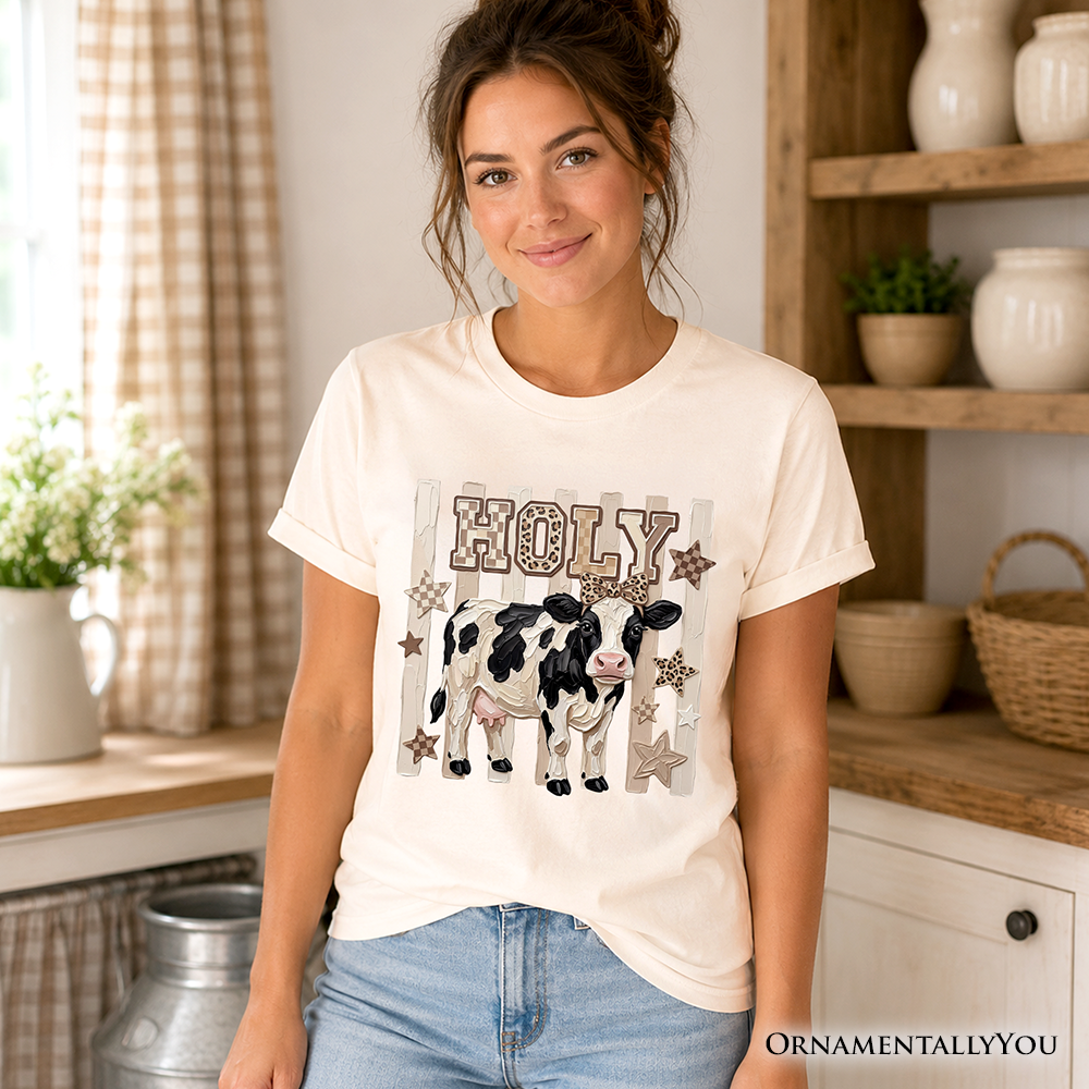 Holy Cow Coquette T-Shirt, Leopard Bow Farm Animal Tee