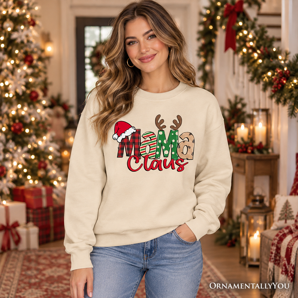 Mama Claus Retro Christmas Sweatshirt, Matching Family Holiday Sweater