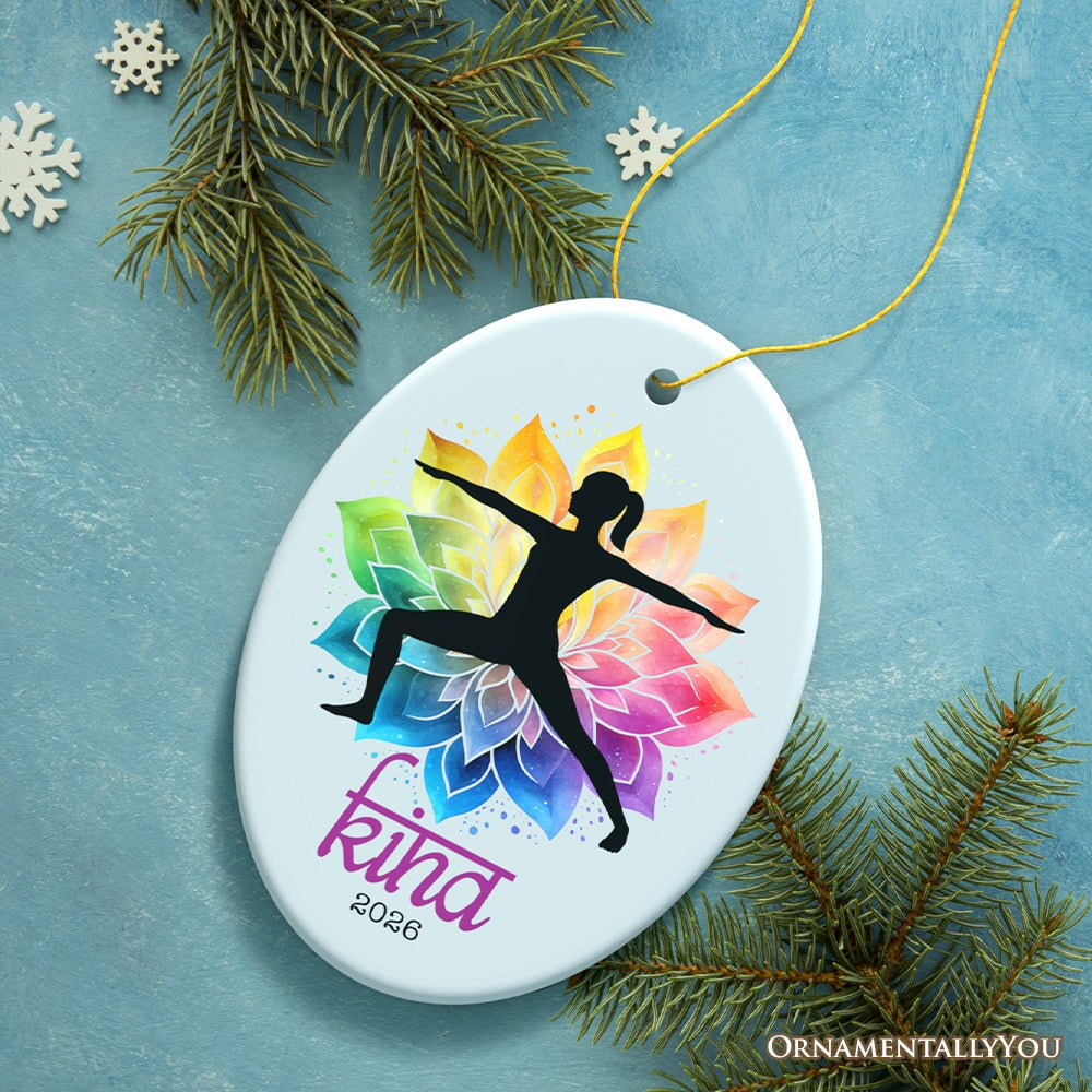 Colorful and Zen Personalized Yoga Ornament, Hatha Yoga Pose Customized Gift for Yogis
