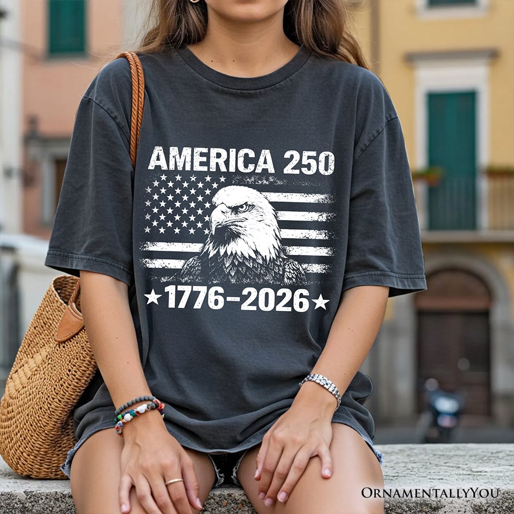 America 250 Freedom Flag Eagle T-Shirt, 4th of July USA Patriotic 1776–2026 Tee