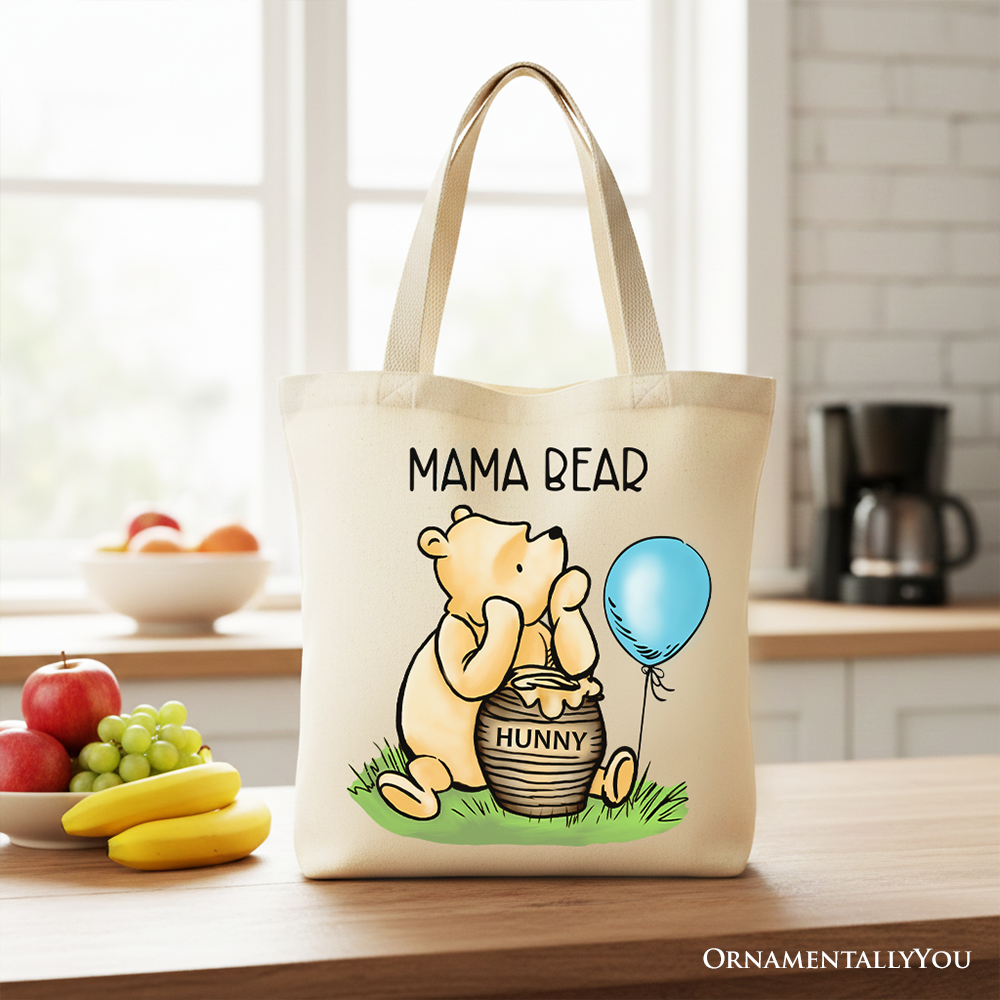 Charming Mama Bear Cute Canvas Tote Bag, Mom Gift Shopper