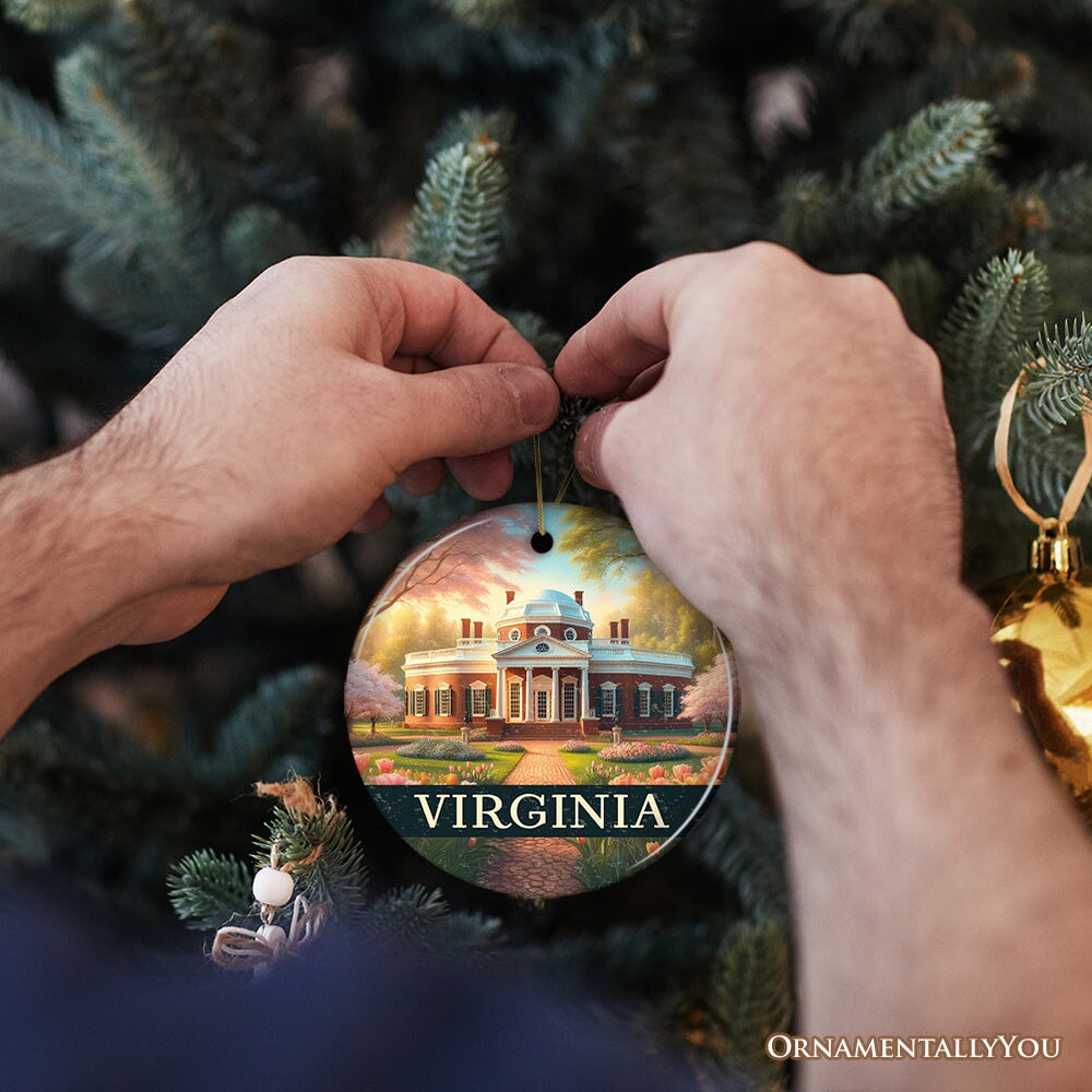 Classic Virginia Jefferson’s Monticello Christmas Ornament, Southern Charm Gift and American History Keepsake