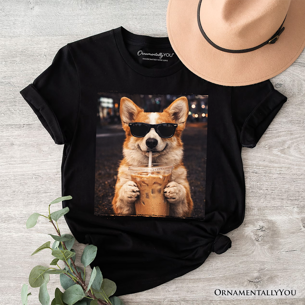 Corgi Shepherd Iced Coffee T-Shirt, Funny Dog Parents Tee