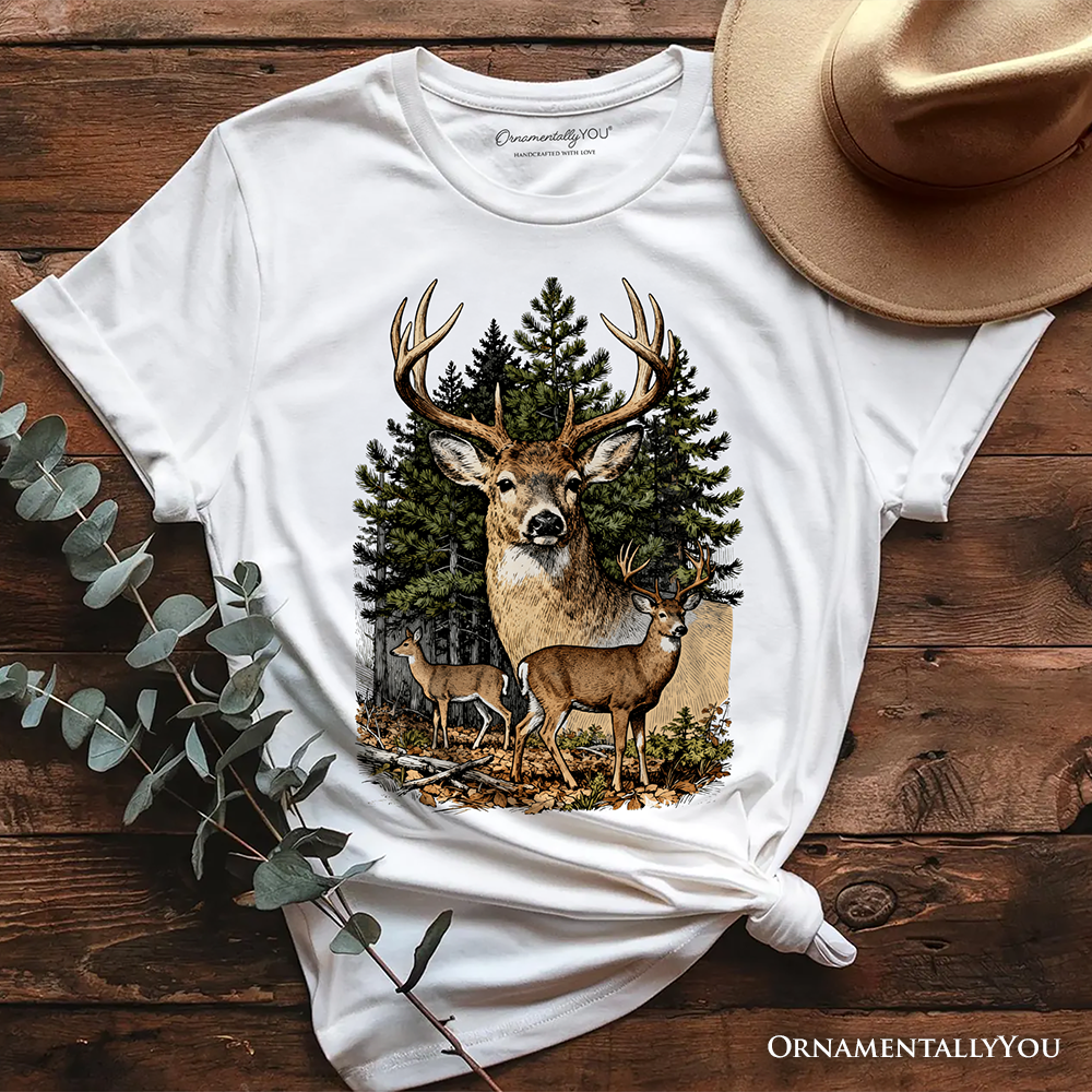 Forest Deers Vintage Grunge T-Shirt, Retro Hunter Tee