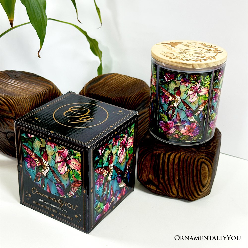 Hummingbird Faux Stained Glass LED Tea Light Candle, Delicate Nature Inspired Decor With Soft Glow