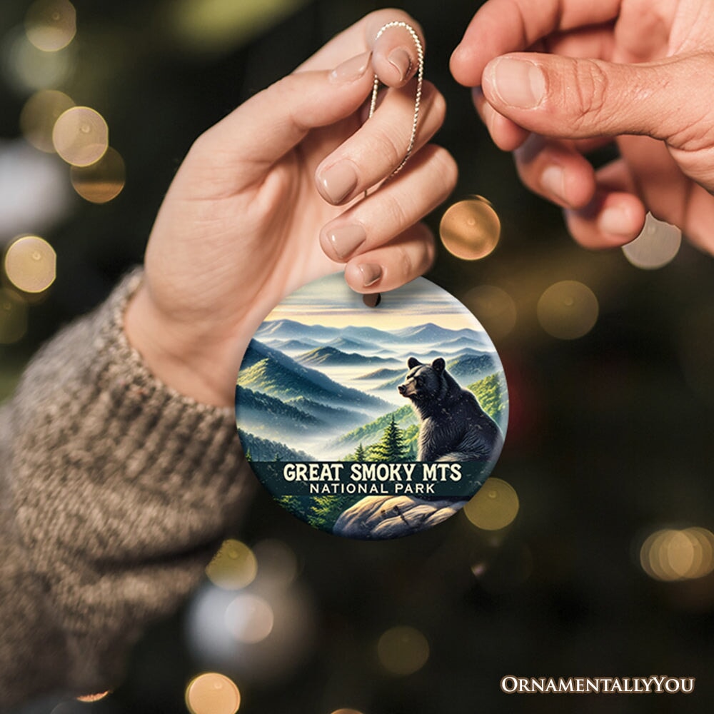 Iconic Great Smoky Mountains National Park Ornament, Tennessee Appalachian Landscape Christmas Gift and Nature Keepsake