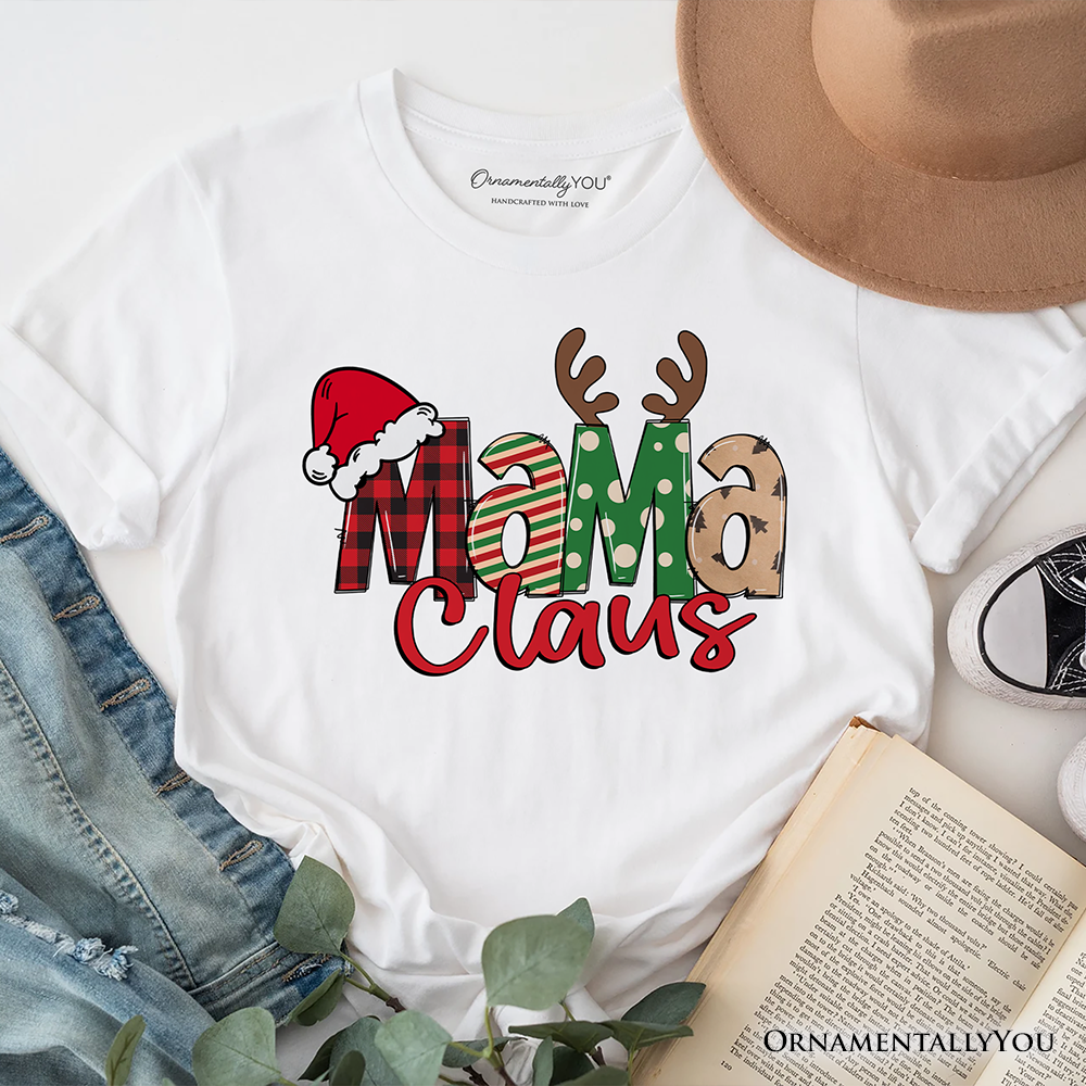 Mama Claus Retro Christmas T-Shirt, Matching Family Holiday Tee
