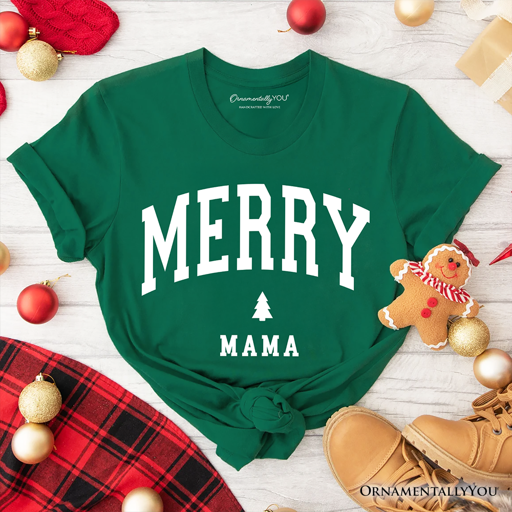 Merry Mama Retro Christmas T-Shirt, Matching Family Holiday Tee
