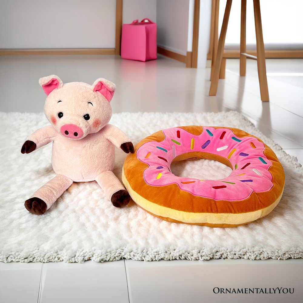 Ollie Oinker the Pig Plushie, Adorable 12" Donut Ring Stuffed Animal for Kids’ Gifts