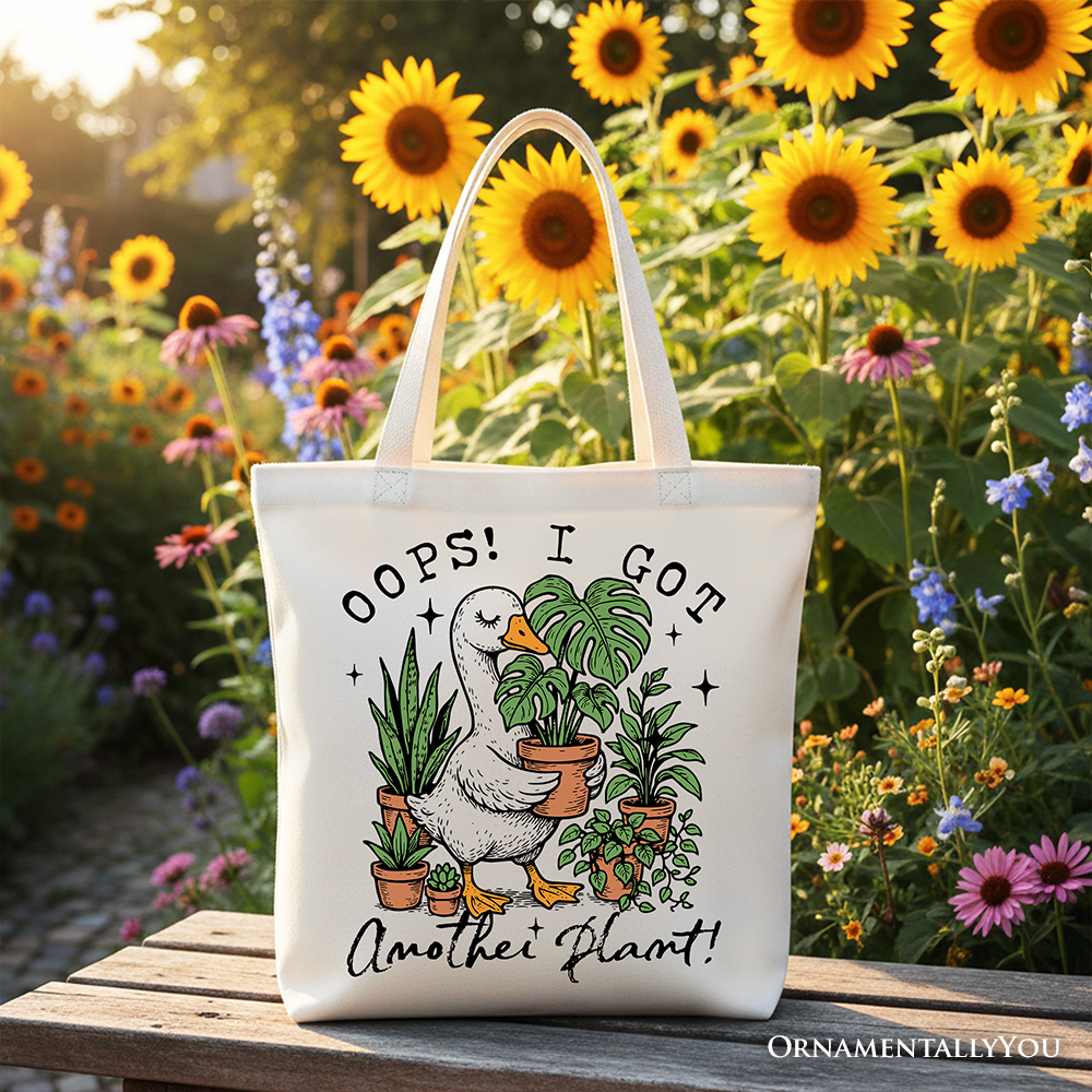Oops I Got Another Plant Goose Canvas Tote Bag, Sarcastic Gardening Humor Gift