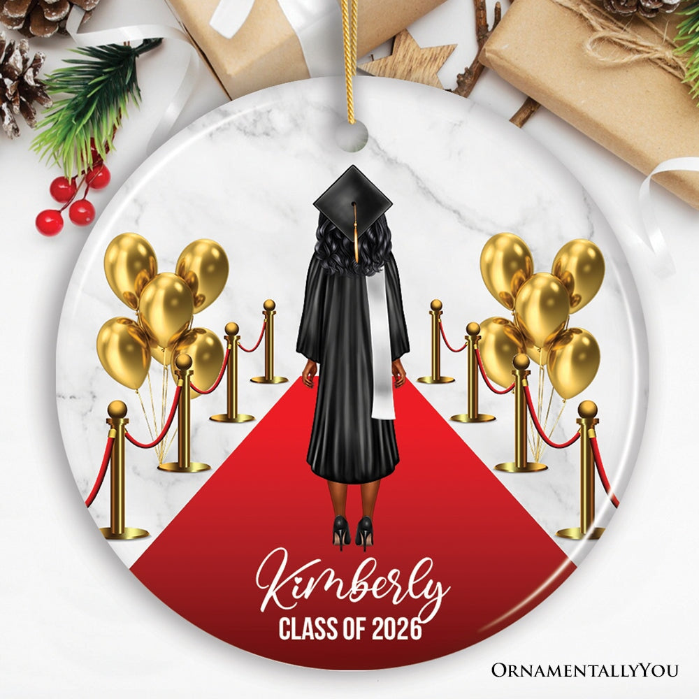 Personalized Female Graduation Ceremony Ornament, School Grad Teenage or Adult Girls Gift
