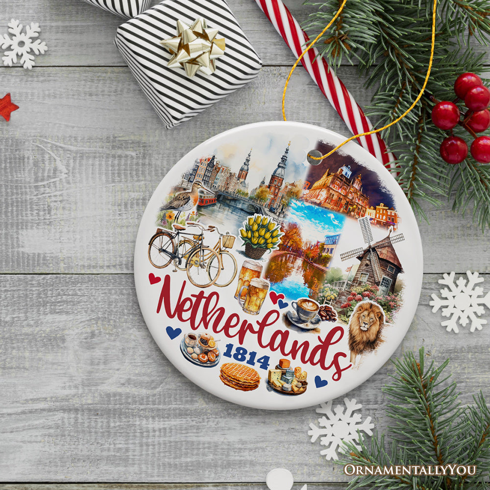 Picturesque Netherlands Heritage Christmas Ornament, Dutch Landmarks and Culture Travel Souvenir Gift
