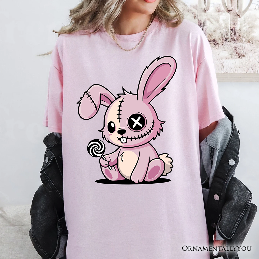 Pink Zombies Bunny Cute T-Shirt, Cute Gothic Halloween Tee