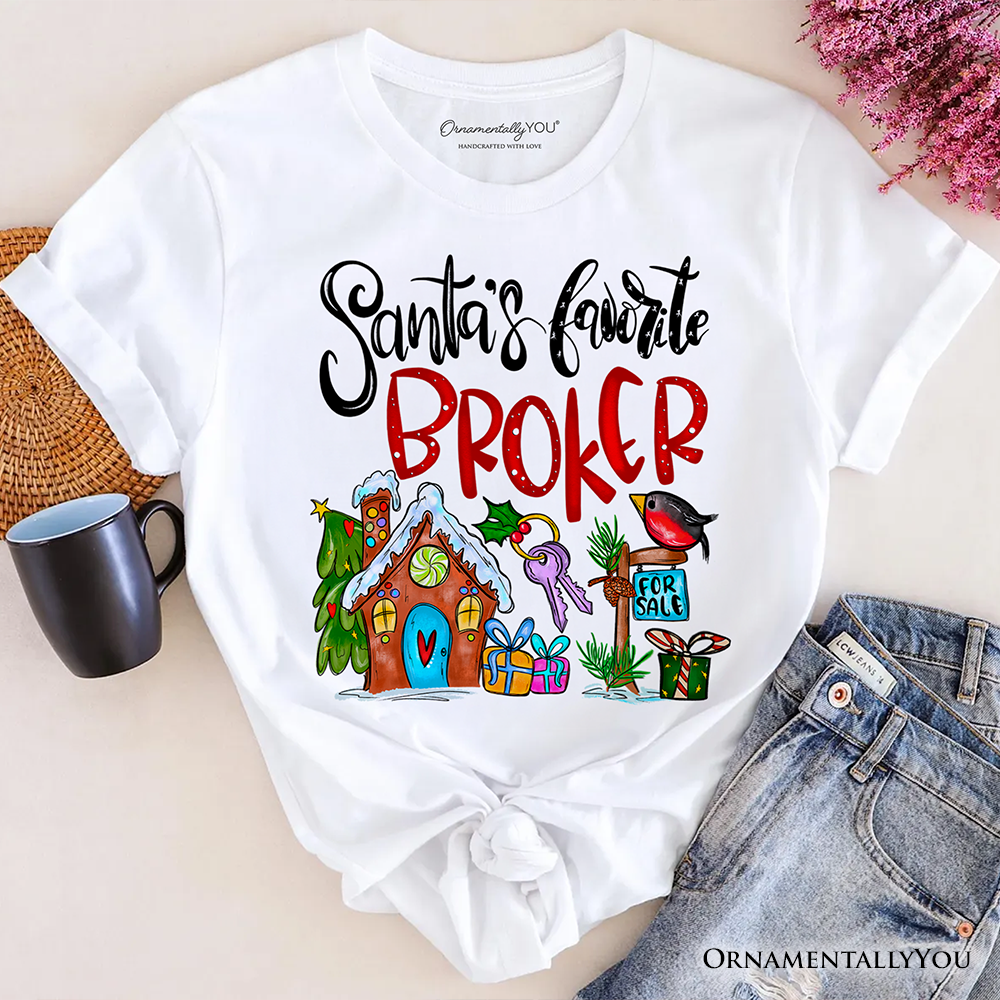 Santa's Favorite Broker T-Shirt, Festive Holiday Christmas Tee