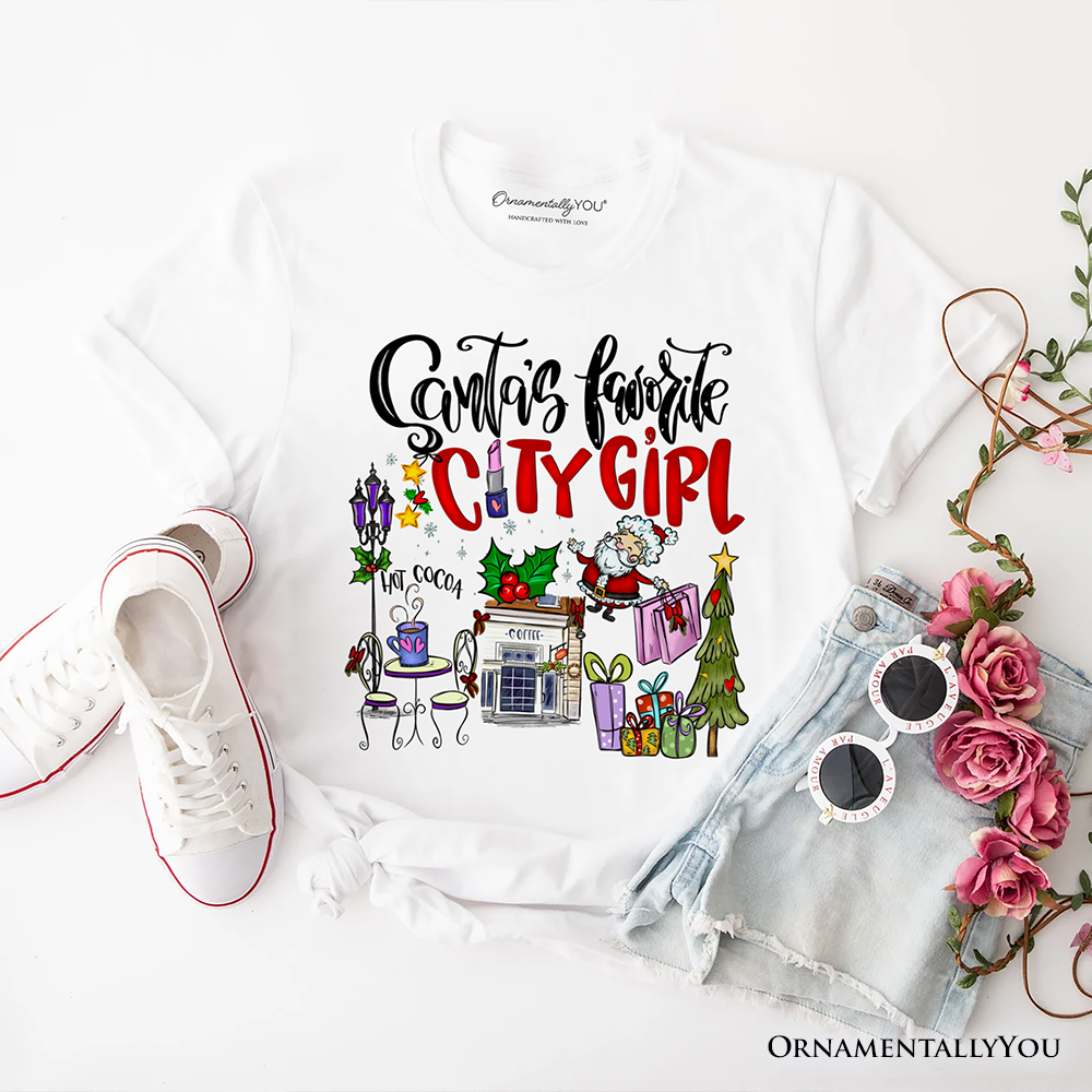 Santa's Favorite City Girl T-Shirt, Merry Christmas Shopping Tee