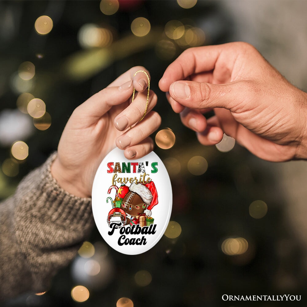 Santa's Favorite Football Coach Ornament, Festive Sports Gift and Decor for the Holiday Season