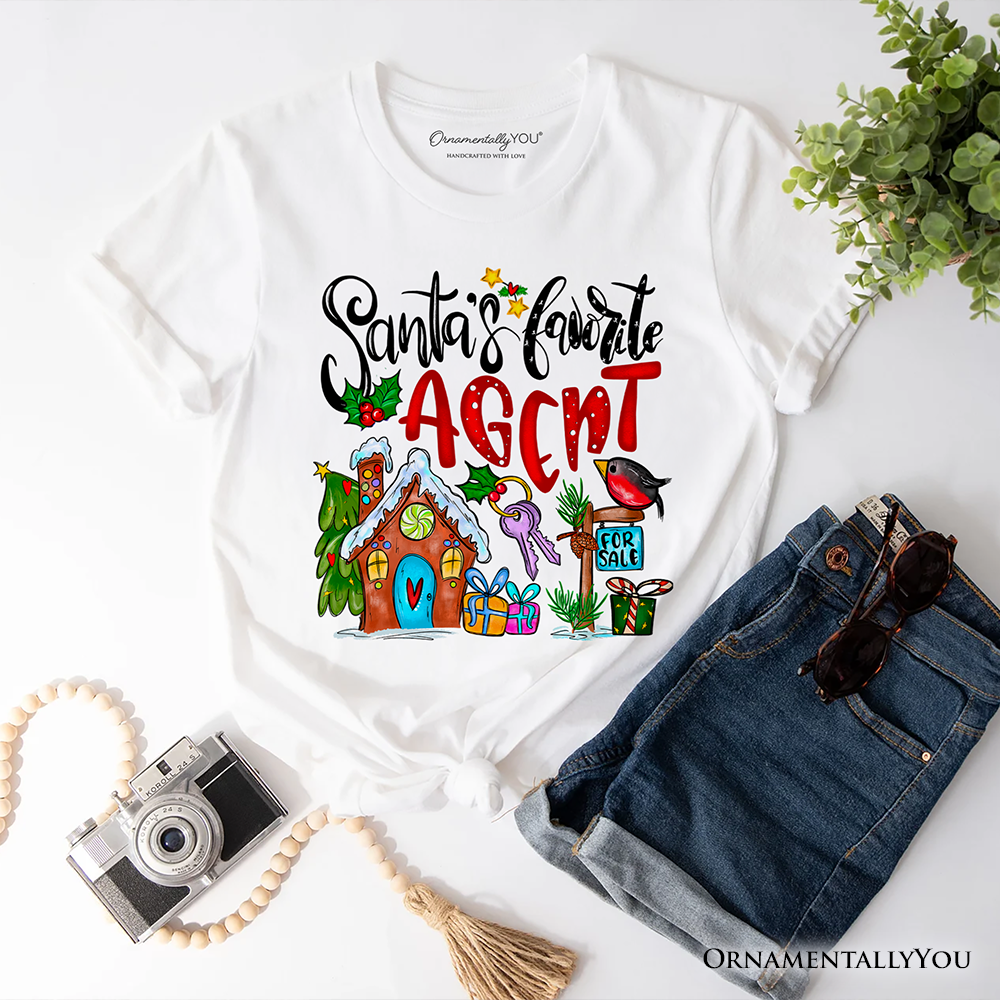Santa’s Favorite Real Estate Agent T-Shirt, Festive Holiday Christmas Tee