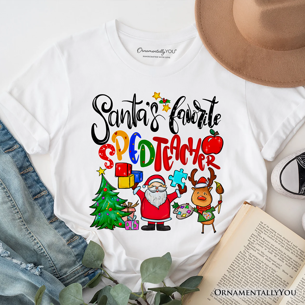 Santa’s Favorite Special Education Teacher T-Shirt, Merry Holiday Classroom Tee