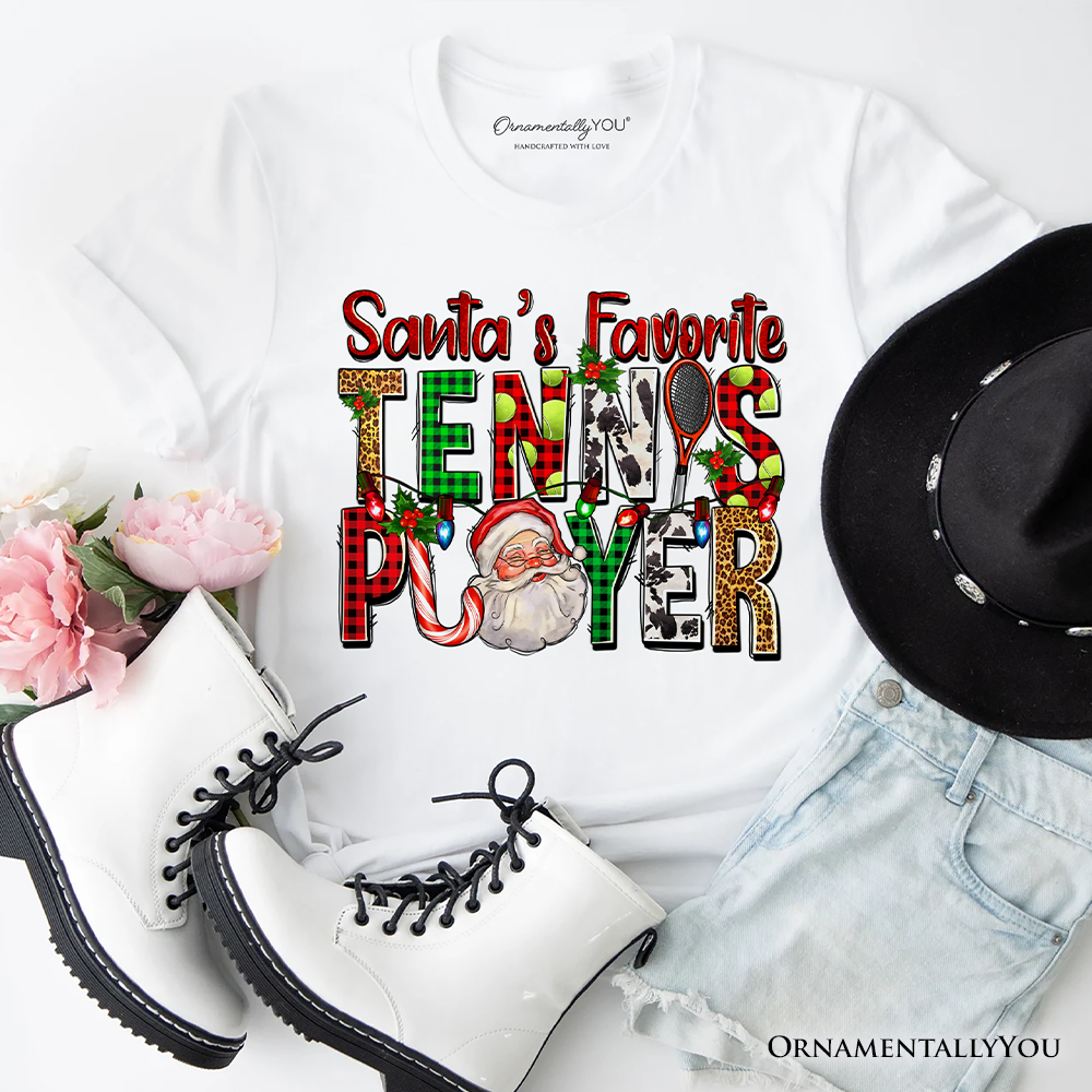 Santa’s Favorite Tennis Player Christmas T-Shirt, Sports Team Holiday Tee