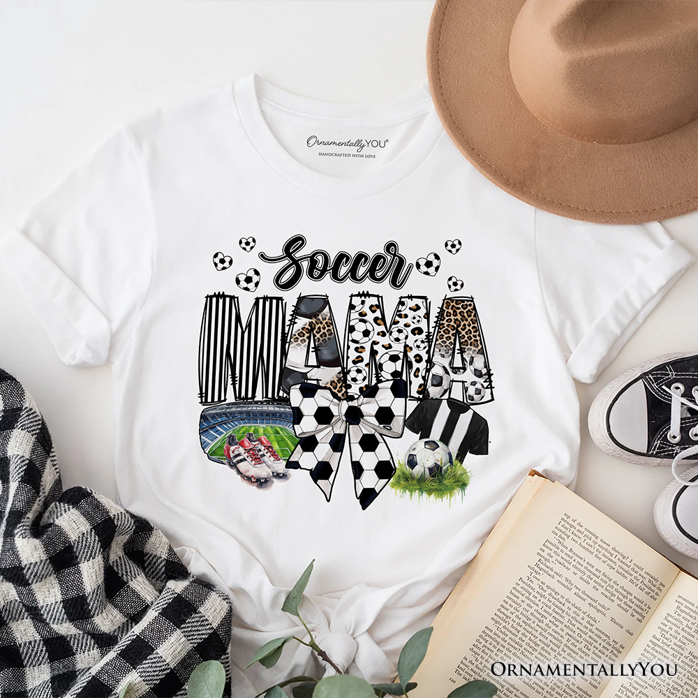 Soccer Mama Coquette Bow T-Shirt, Game Day Mom Life Tee