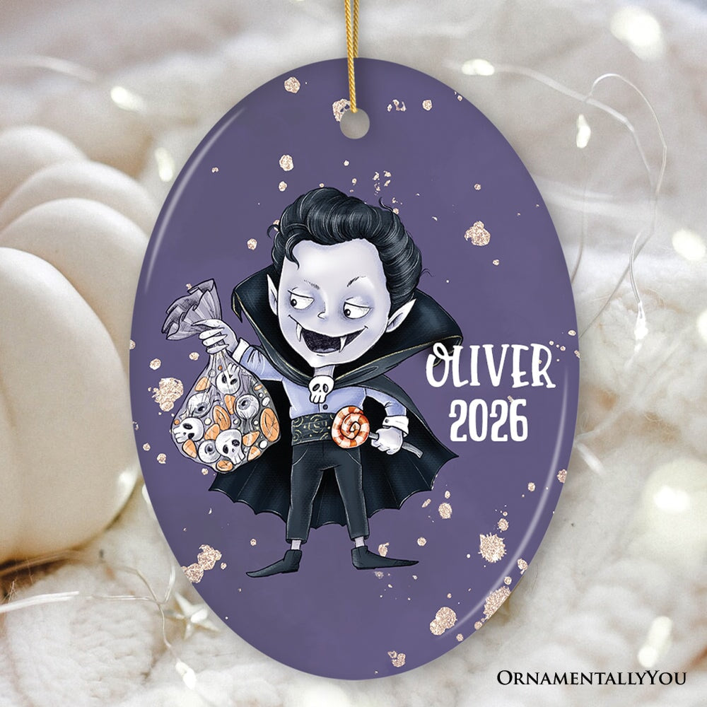 Spooky Vampire Boy Trick or Treat Custom Halloween Ornament